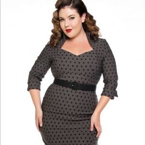 Pinup Couture Lorelei Dress- Grey Polka Dot - XL